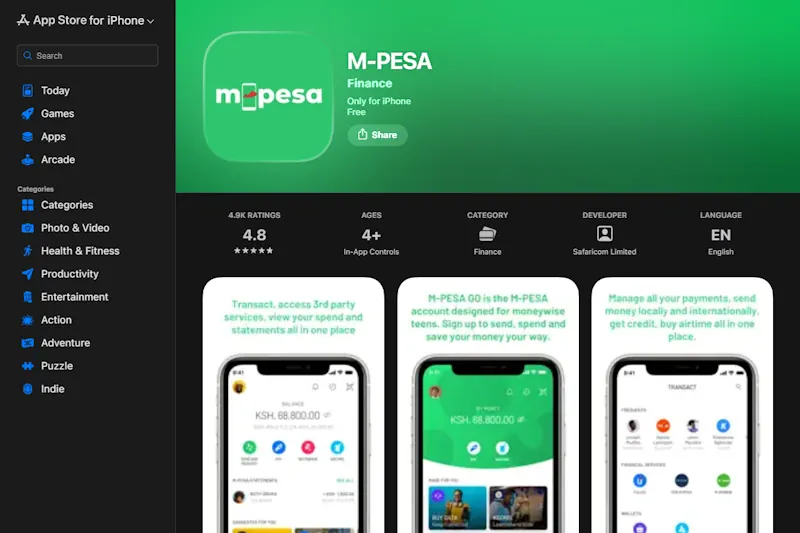 M-Pesa App App Store Screenshot
